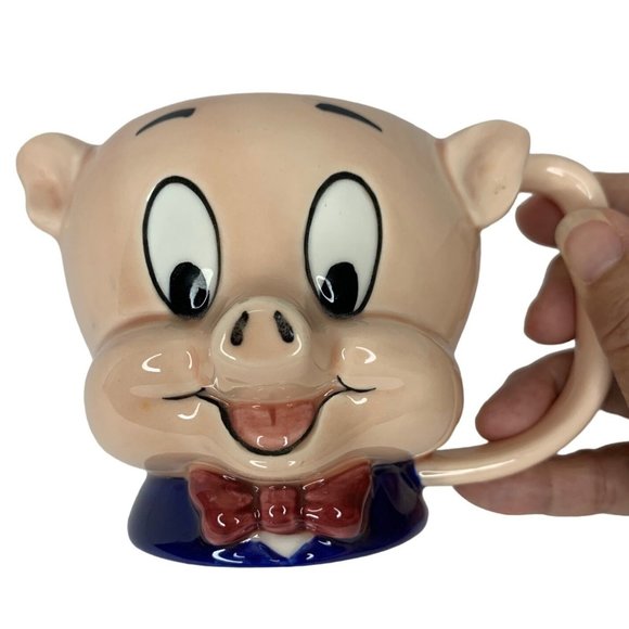 Vintage 1989 Looney Tunes Porky Pig 3D Ceramic Mug Warner Bros Inc Korea - Picture 2 of 12